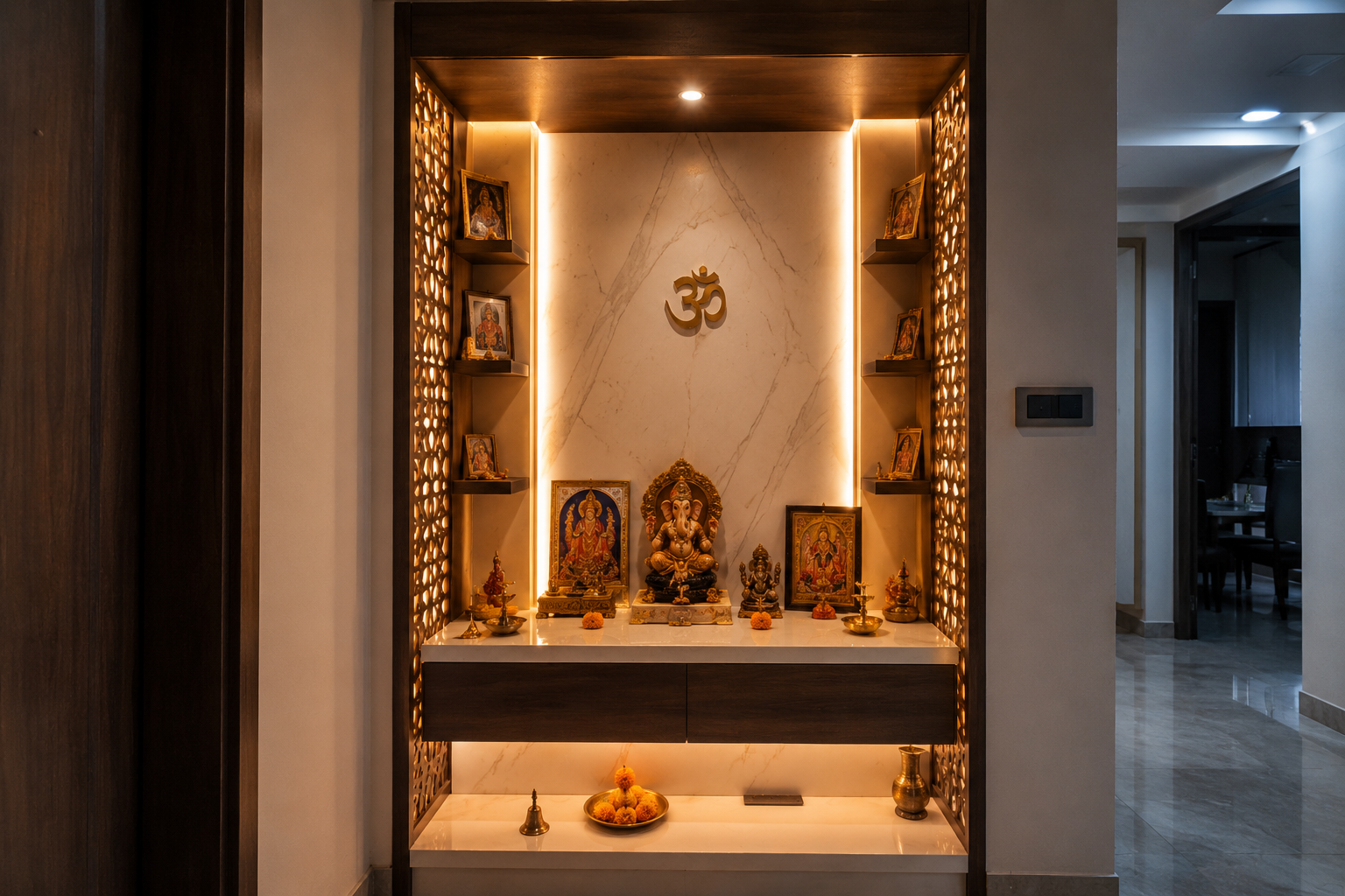 Pooja and temple interior design project near Gaur City 2 by Devoguein