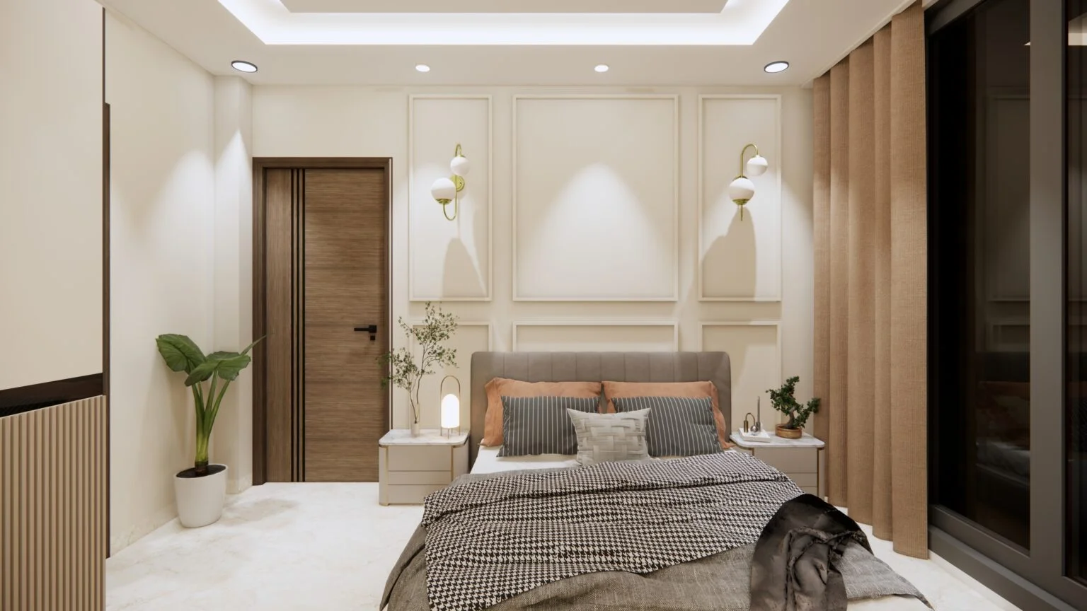 Master bedroom interior design project in Noida Extension by Devoguein