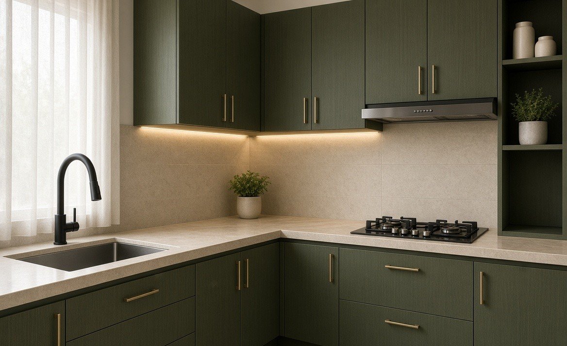 Best modular kitchen design project near Gaur City 2 by Devoguein