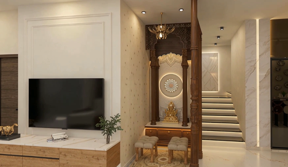 Temple interior design and mandir layout planning by Devoguein, Noida Extension
