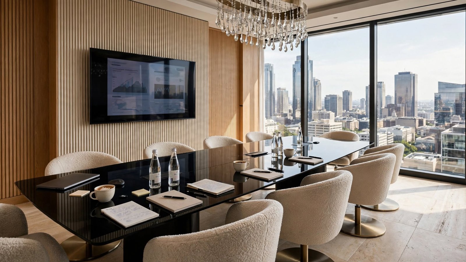 Luxury boardroom interior design project in Noida by Devoguein