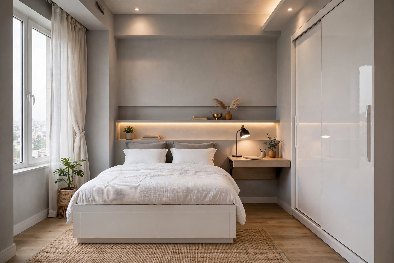 Urban master bedroom interior design by Devoguein in Noida Extension