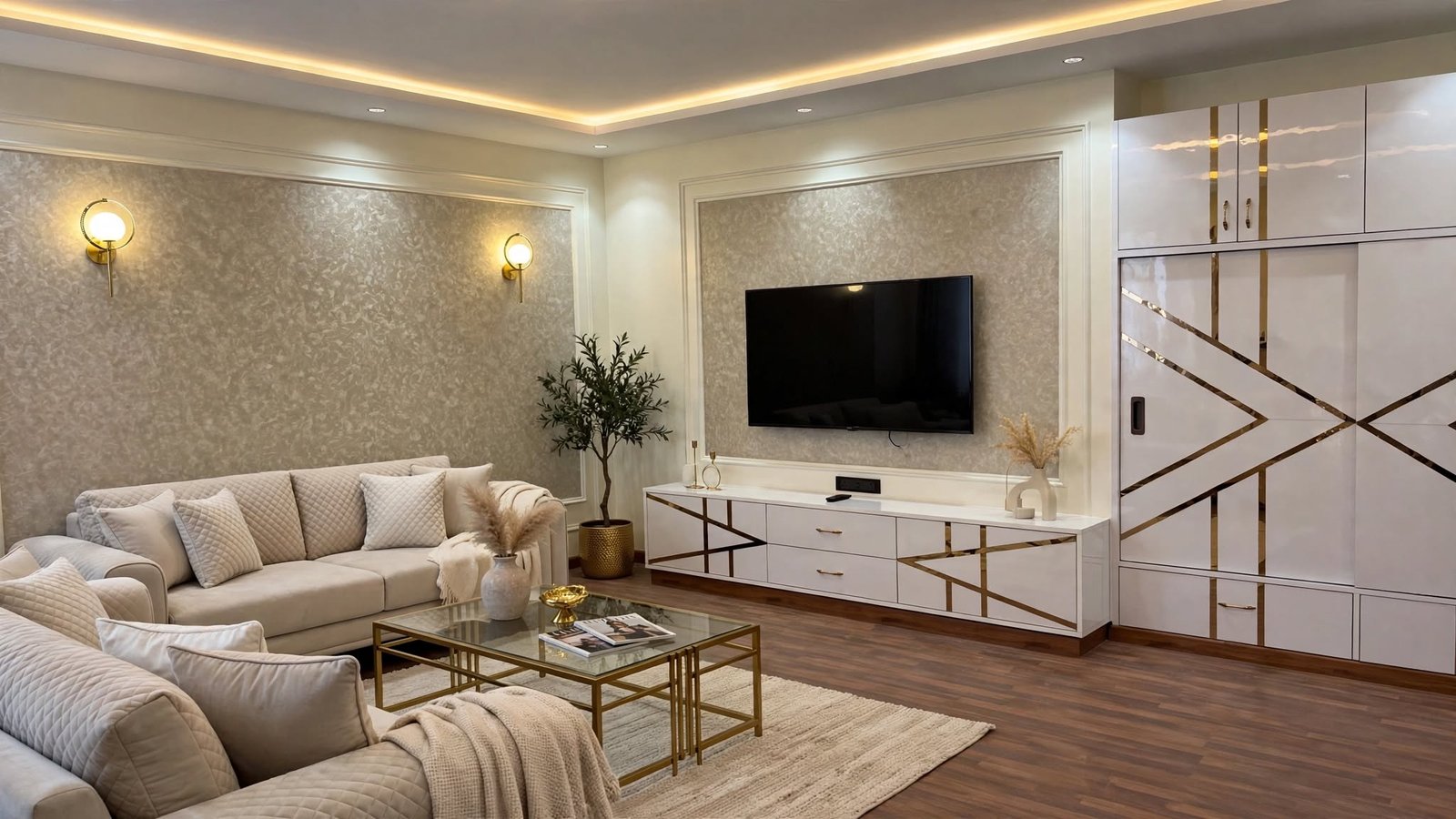 Living room interior design cost in Greater Noida West and Noida Extension by Devoguein Interior Design Studio
